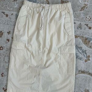 Neutral Cargo Midi Skirt - Cream